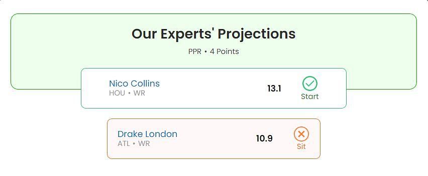 Drake London vs Nico Collins fantasy projection for Week 17