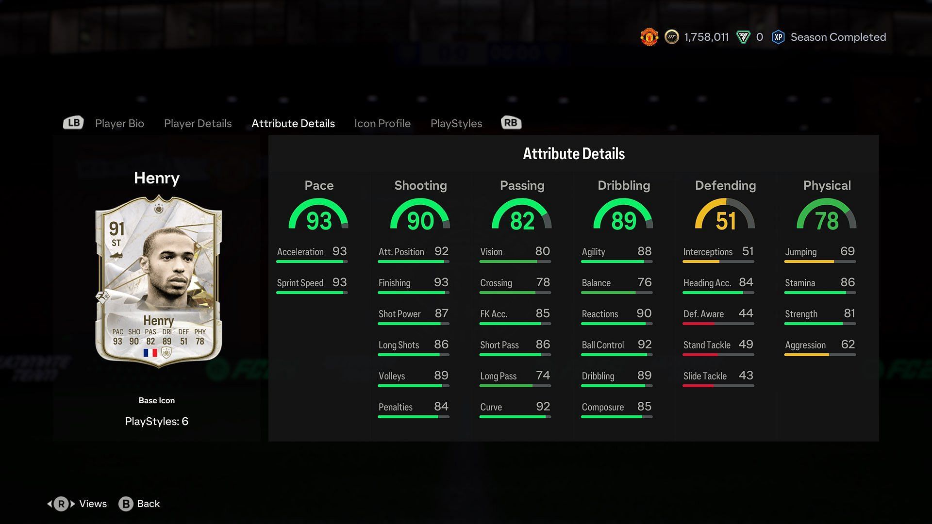 Detailed stats of the card (Image via EA Sports)