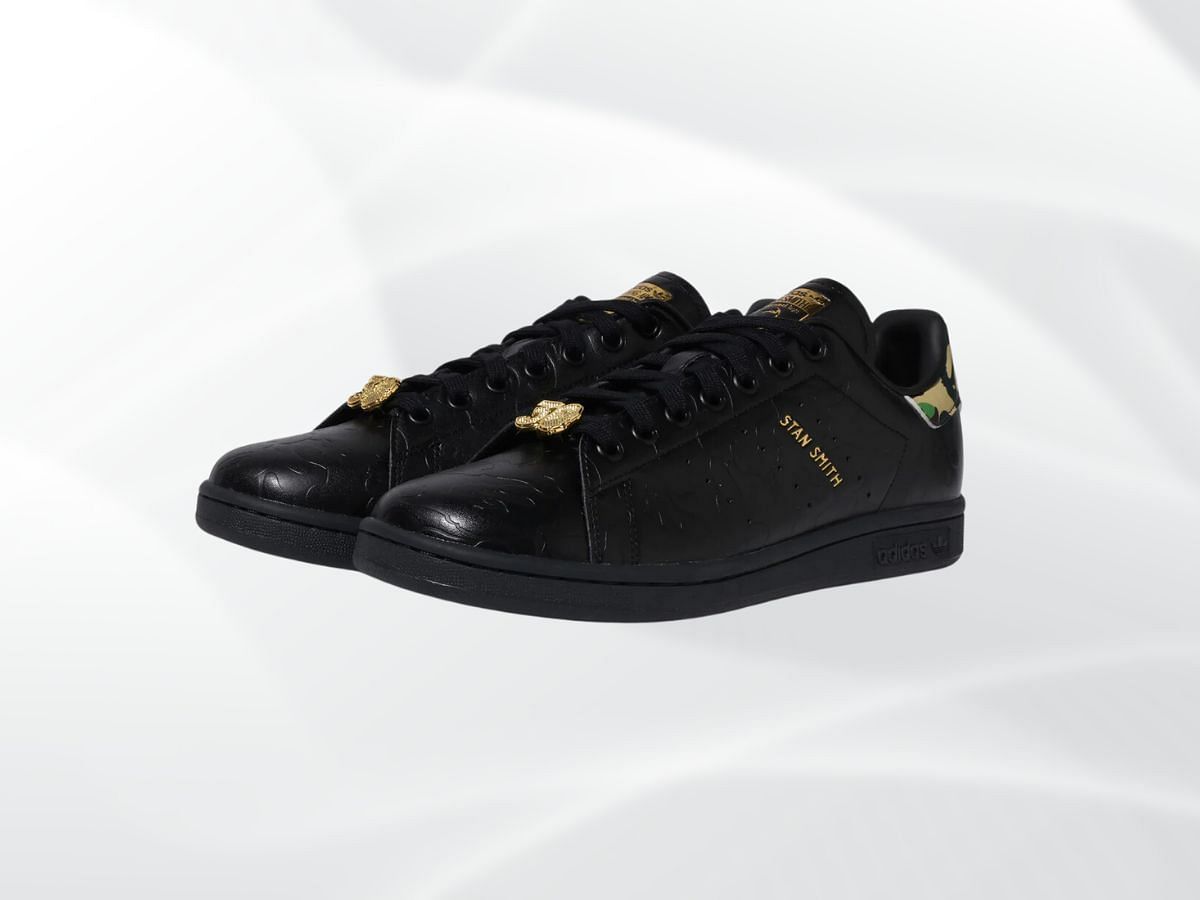 The Adidas Stan Smith camo ladies&#039; sneakers (Image via Bape)