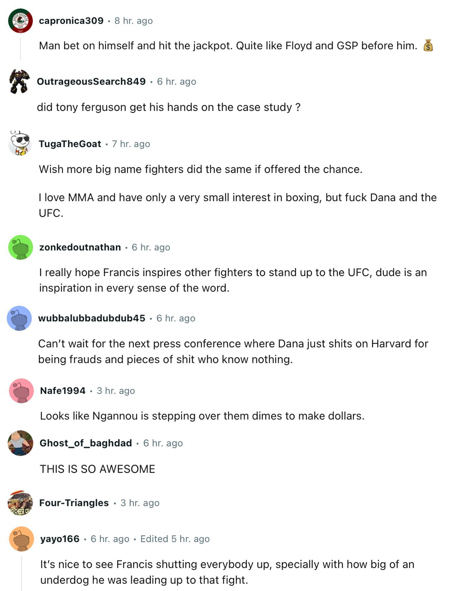 Fan reactions to Anita Elberse&#039;s case study on Francis Ngannou [via r/uf on Reddit]