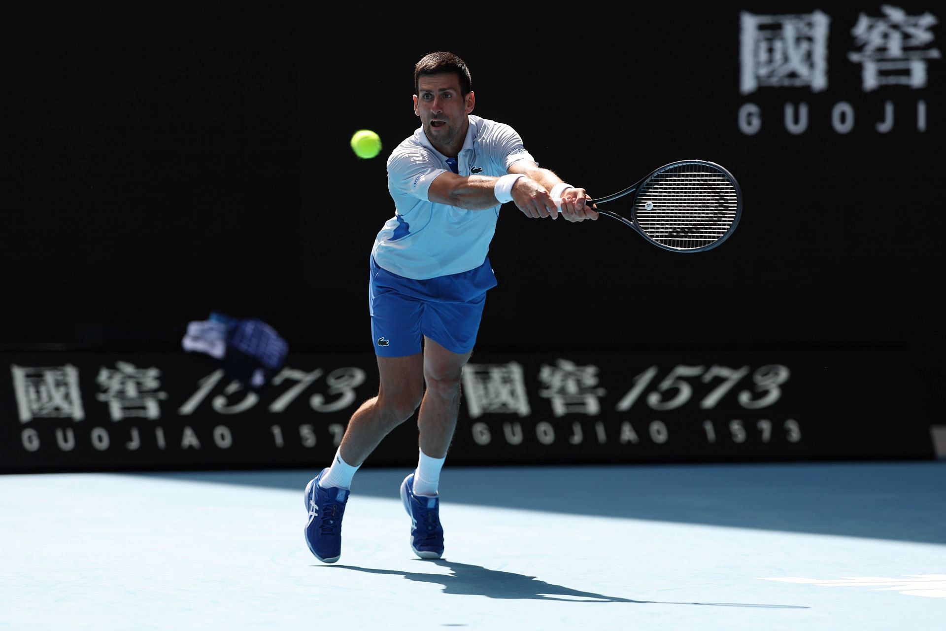 The Serb in action at the Australian Open