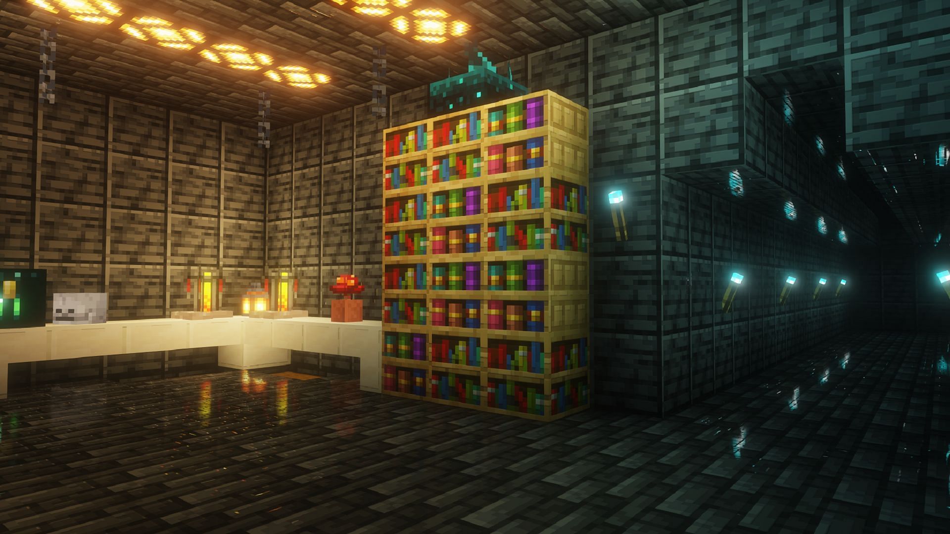 Solas&#039; block lighting can make Minecraft interiors and exteriors look incredible (Image via Septonious/CurseForge)