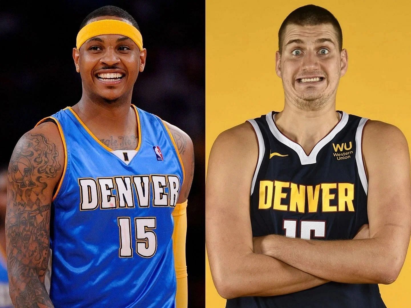 The issue on the No.15 jersey between Carmelo Anthony (L) and Nikola Jokic (R) in Denver has once again brought to the fore.