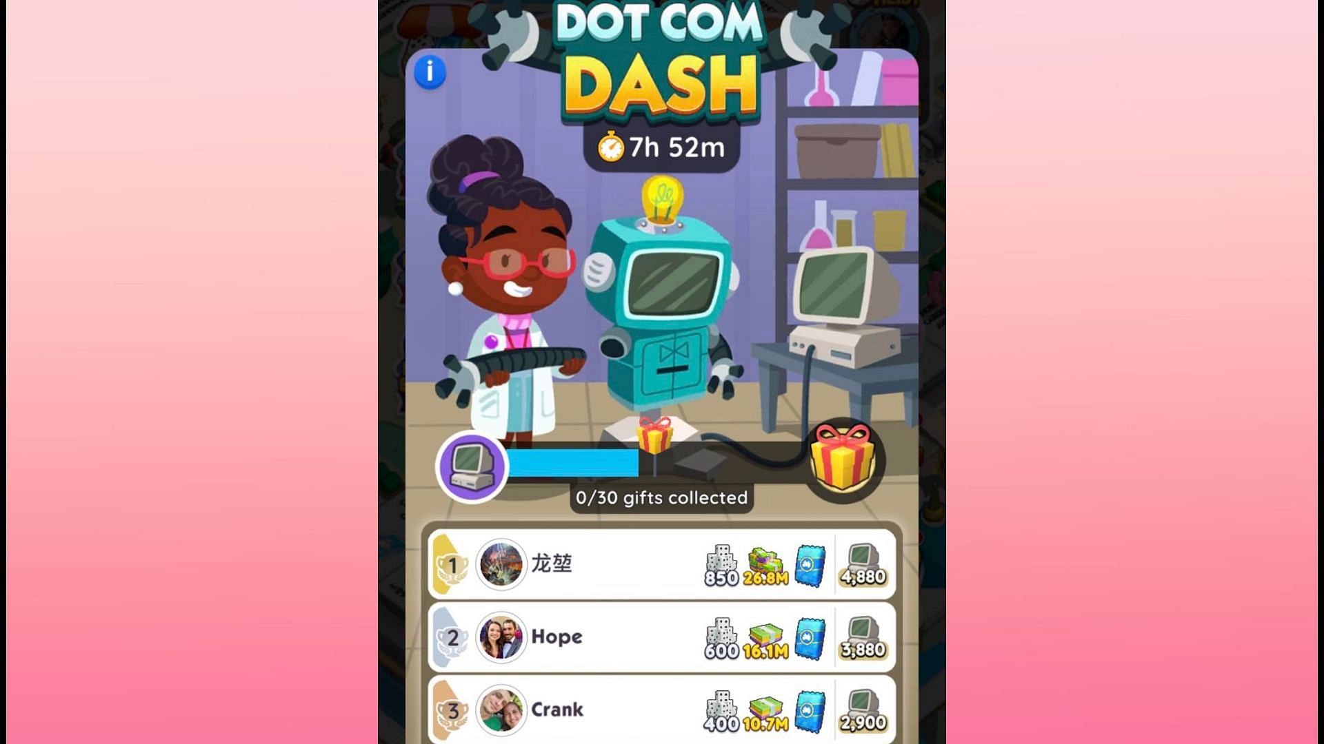 Monopoly Go Dot Com Dash tournament leaderboard rewards are offered in plenty (Image via Scopely)
