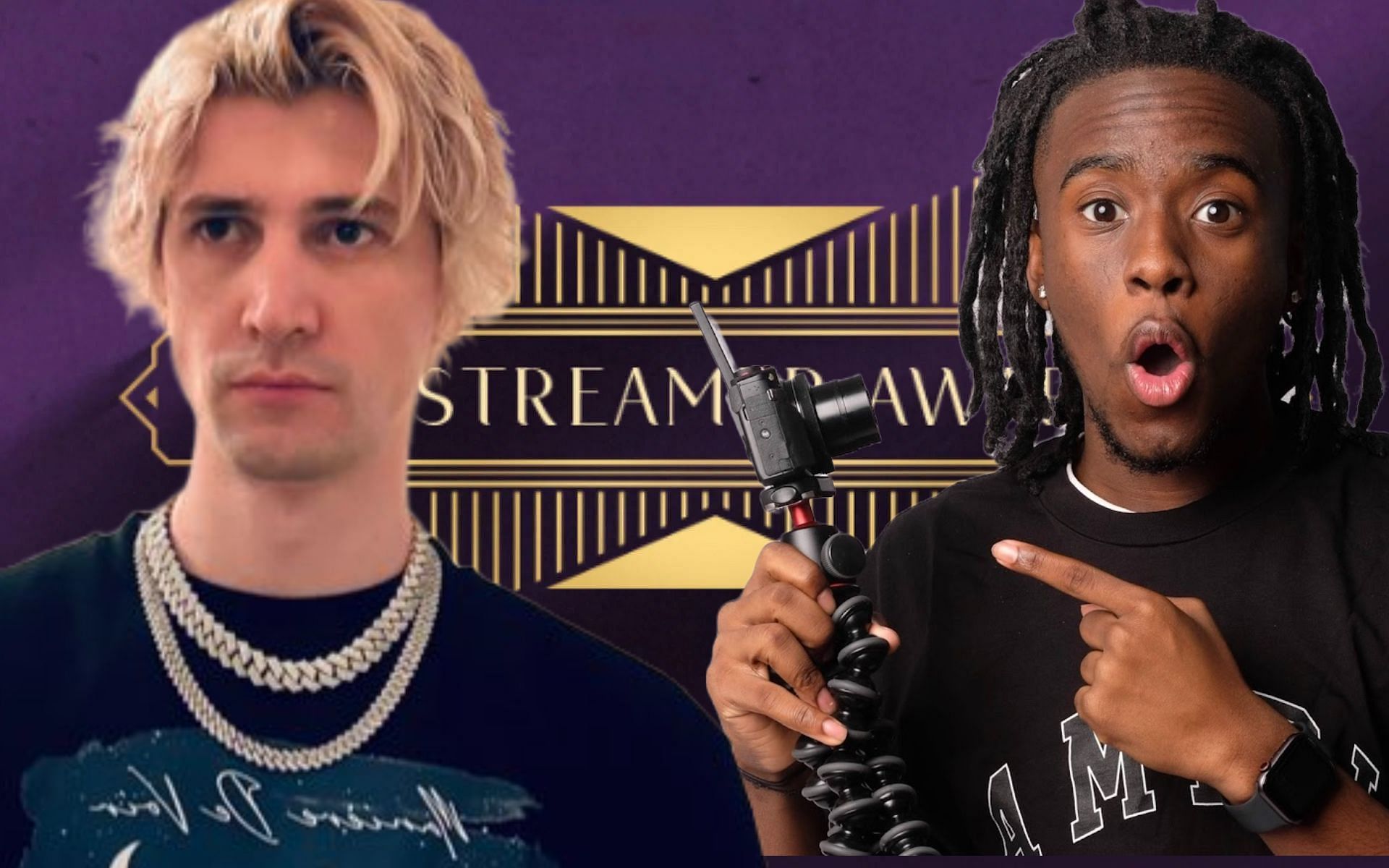 Kai Cenat nominates xQc as the Best Speedrun Streamer at The Streamer Awards 2024 (Image via KaiCenat/YouTube, thestreamerawards.com, and xQc/X)