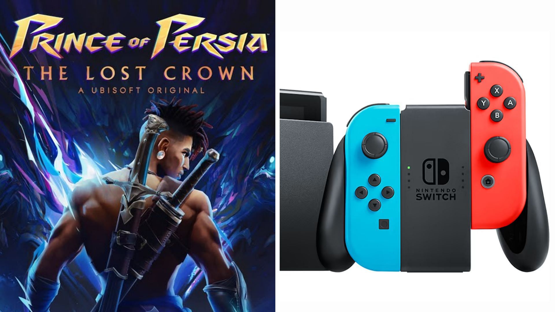 Prince of Persia cover and Nintendo switch on white background
