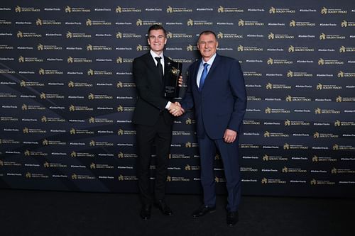 Jakob Ingebrigtsen with European Athletics President, Dobromir Karamarinov at the 2023 Golden Tracks awards (Photo by Joosep Martinson/Getty Images for European Athletics)