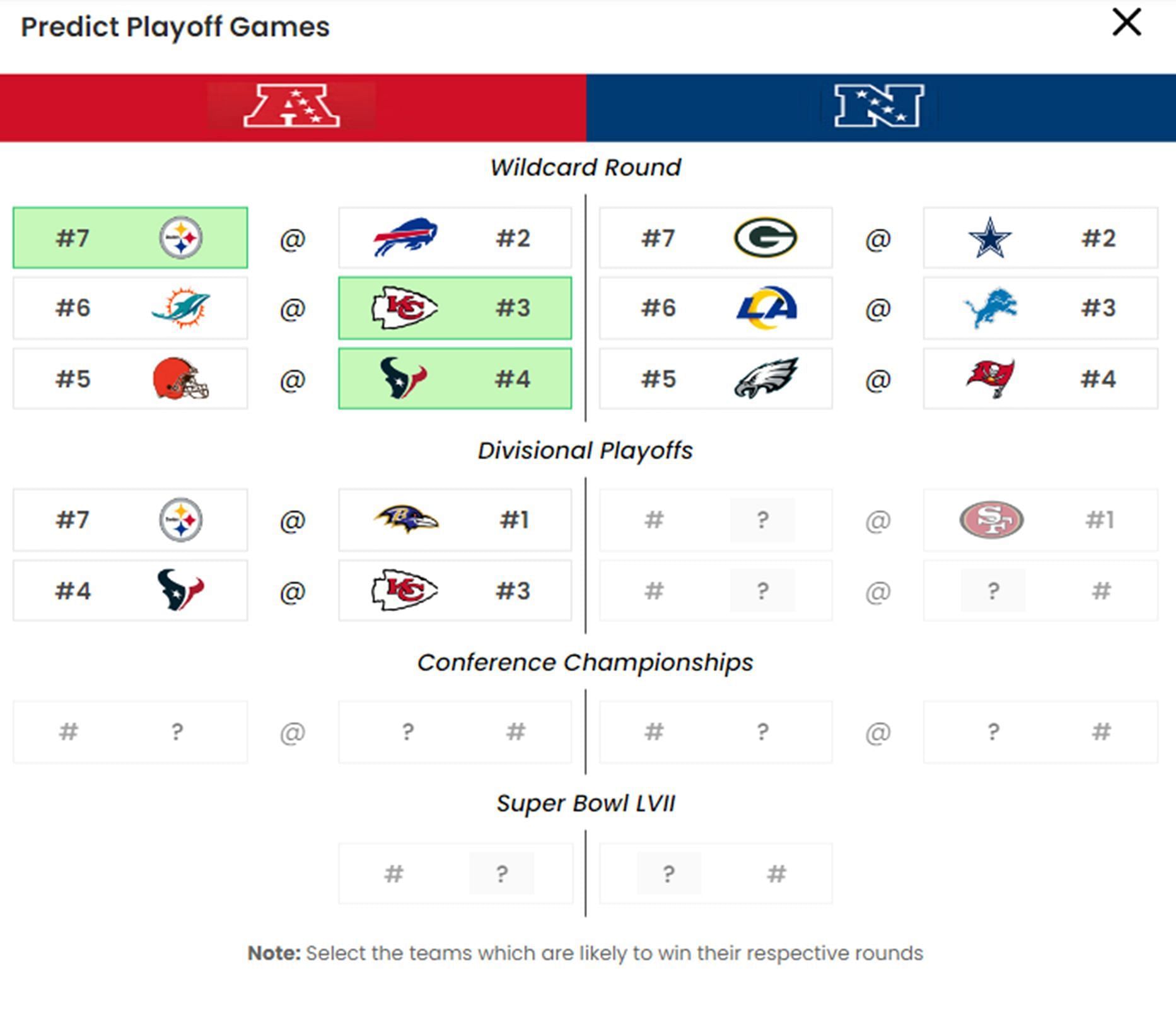 Steelers v Chiefs in Divisional Round 2024 if Pittsburgh defeats Buffalo Bills