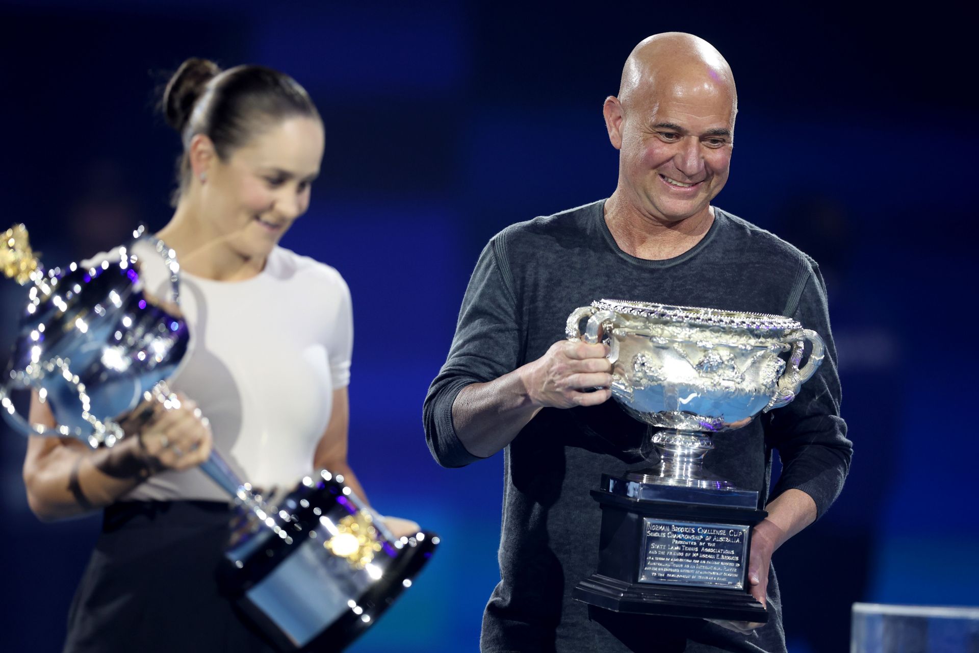 Andre Agassi with Ashleigh Barty at Australian Open 2024