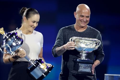 Andre Agassi with Ashleigh Barty at Australian Open 2024