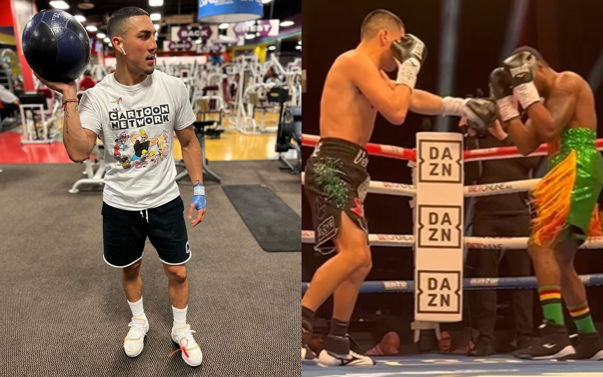 Theofimo Lopez (left) defends Vergil Ortiz Jr. (right with black trunks) on early stoppage controversy [Image courtesy @daznboxing and @teofimolopez on Instagram]