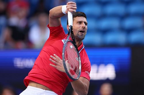 Novak Djokovic in action at the United Cup