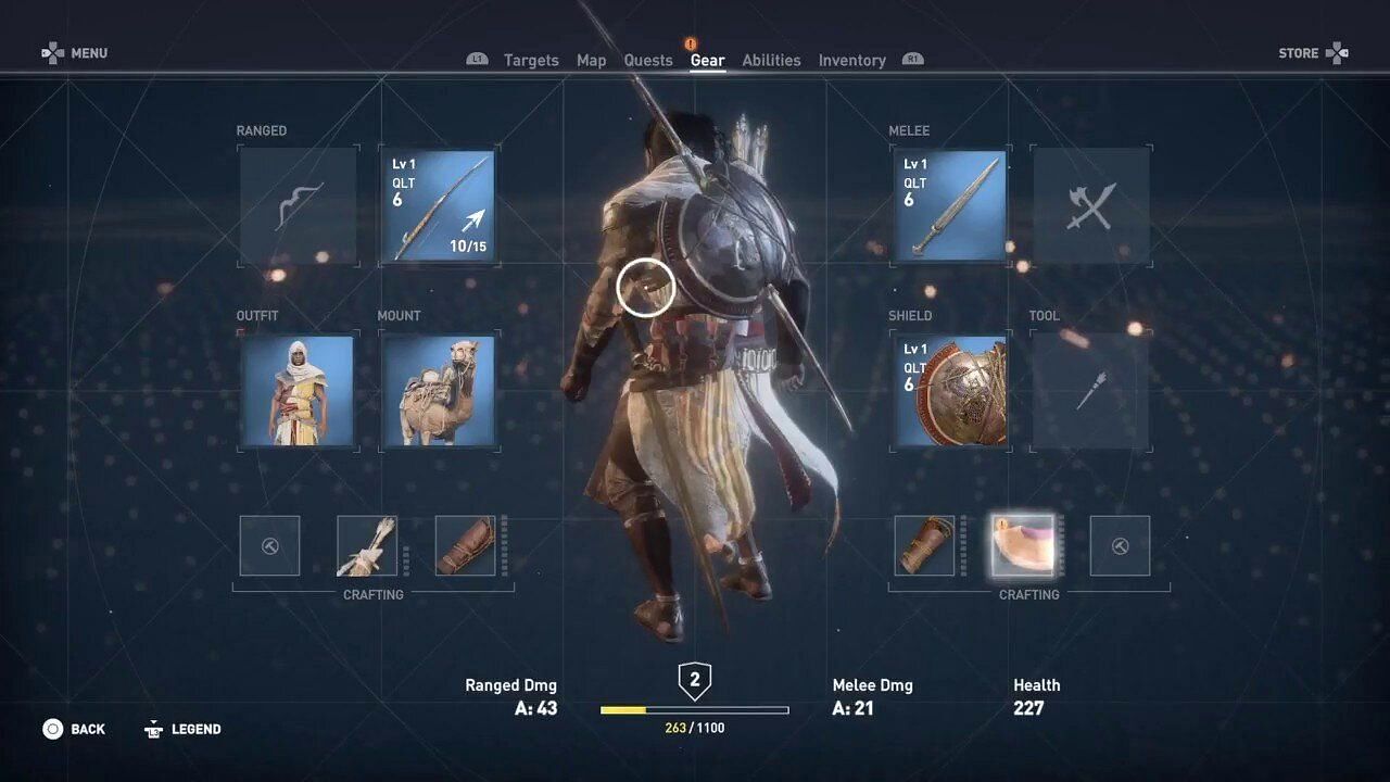 The gear, weapon and crafting system of Egypt showcases some key RPG elements that Origins introduced (Image via Ubisoft)