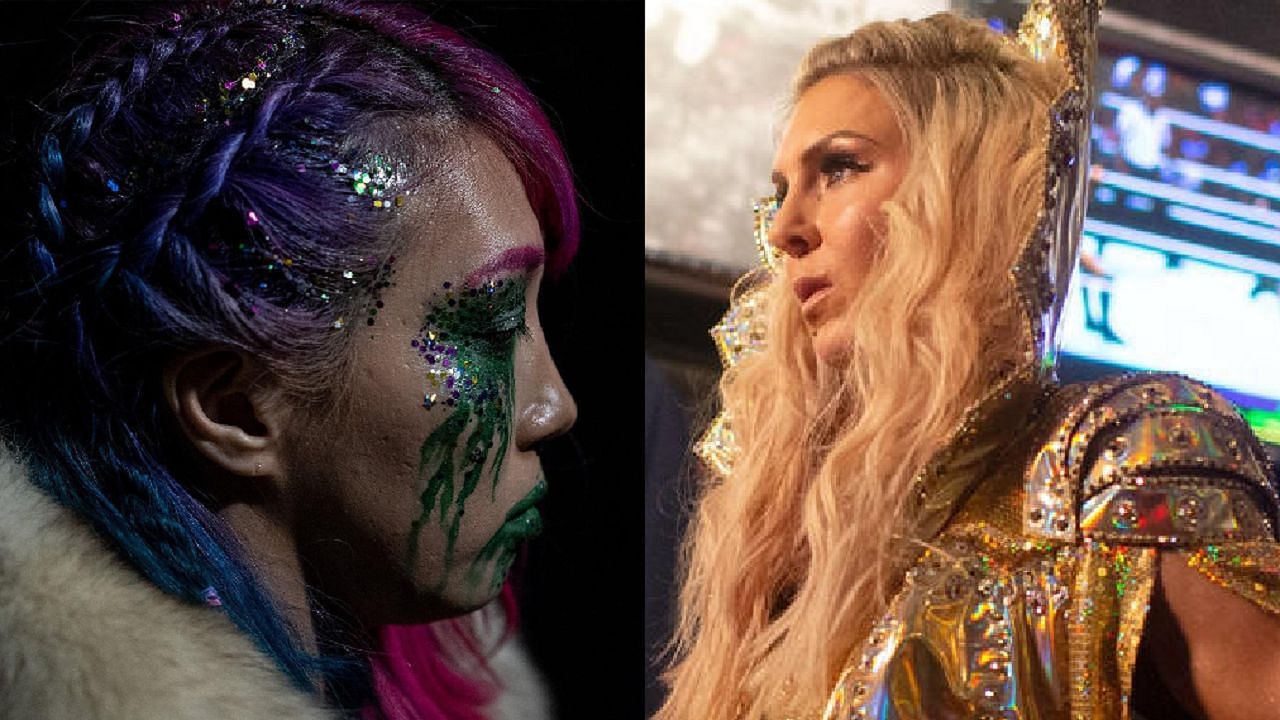 Asuka (left); Charlotte Flair (right)