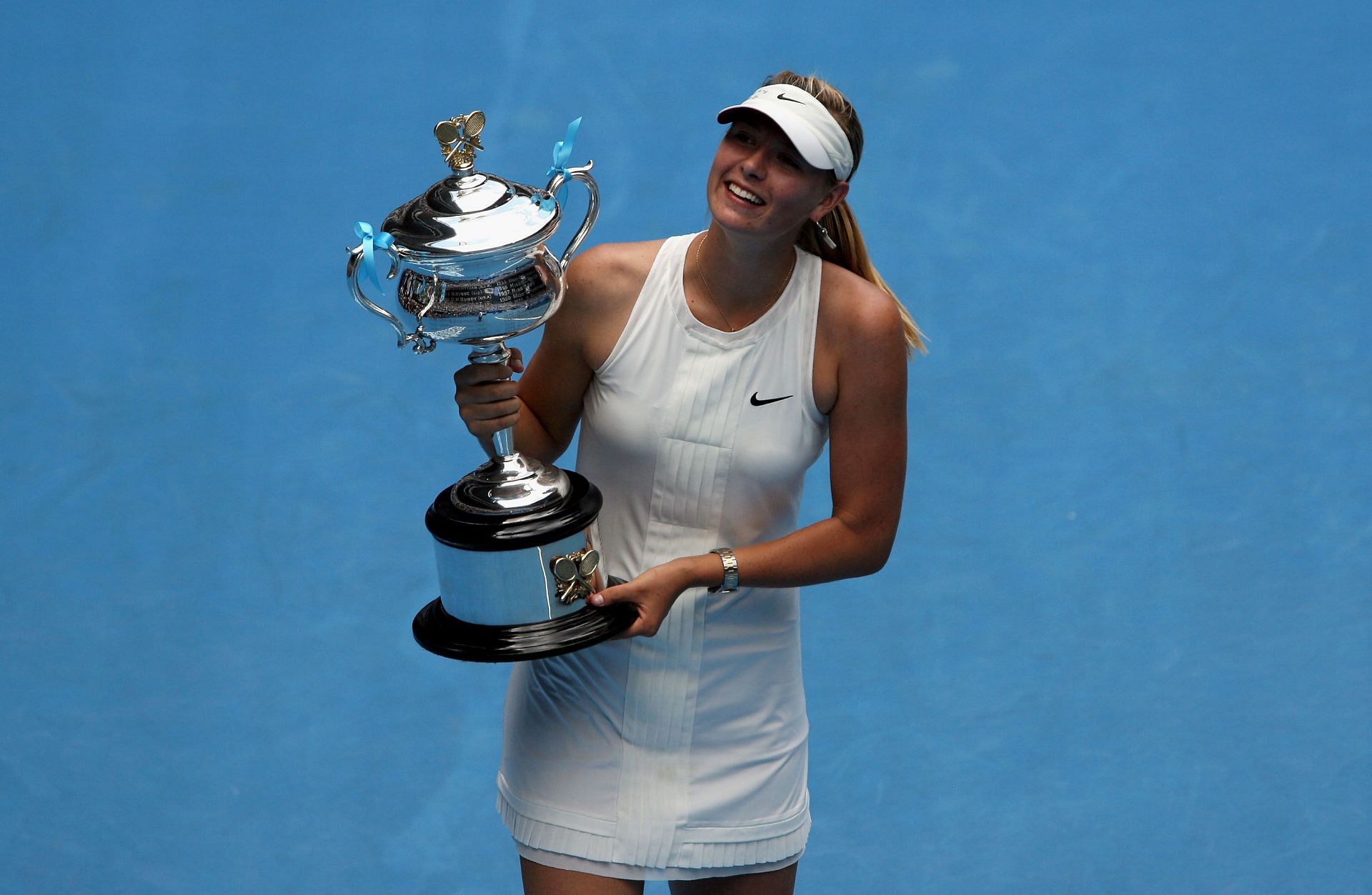 Maria Sharapova with the 2008 Australian Open title