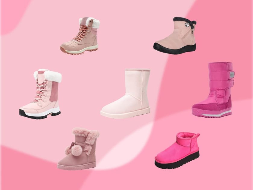 Pink Peach Pattern Print Comfy Winter Boots
