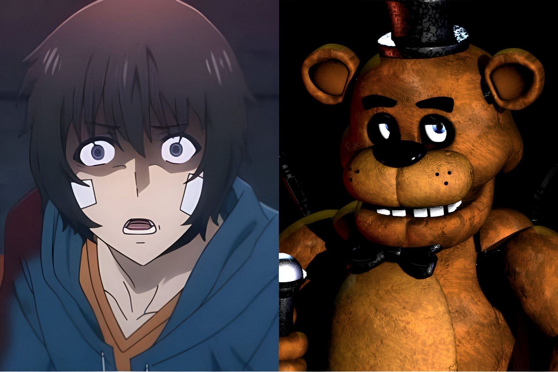 Sung Jinwoo (left) and Freddy Fazbear (right) (Image via A-1 Pictures &amp; Scottgames