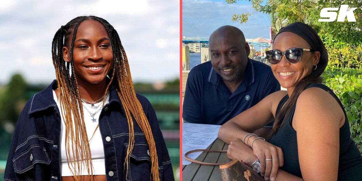 Coco Gauff (L), Corey and Candi Gauff (R)