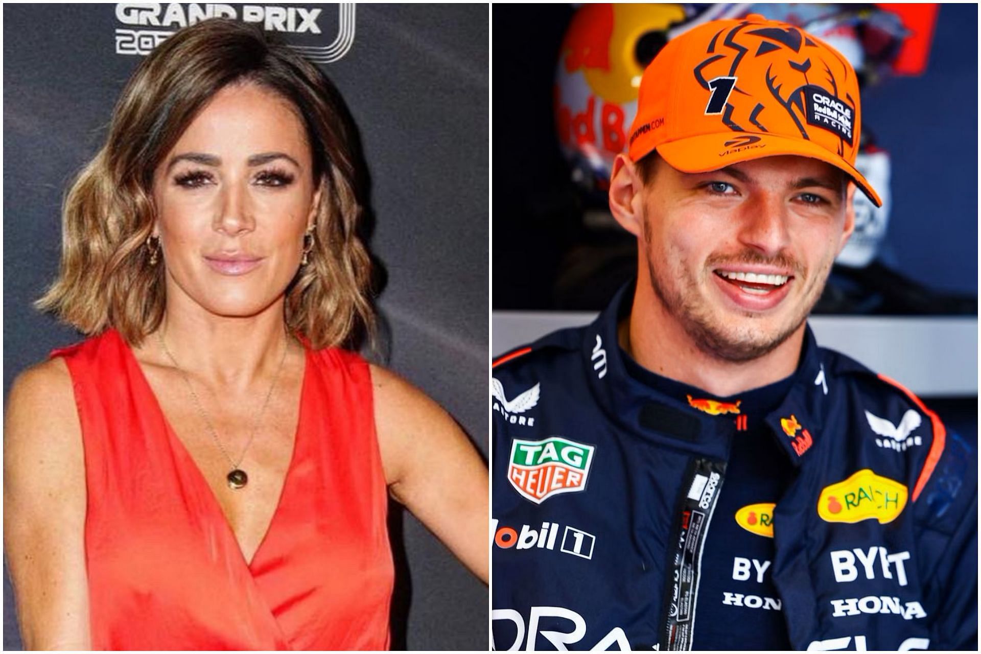 Natalie Pinkham (L) and Max Verstappen (R) (Collage via Sportskeeda)