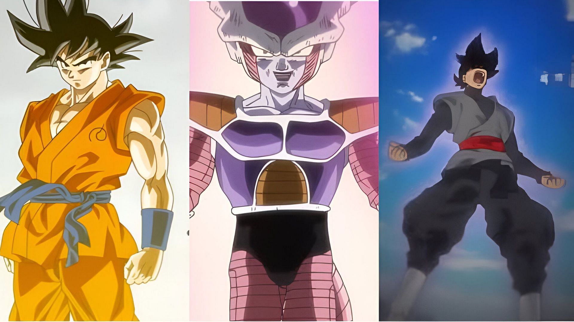 Goku (left). Frieza (middle). Black Goku (right) (Image via Toei Animation)