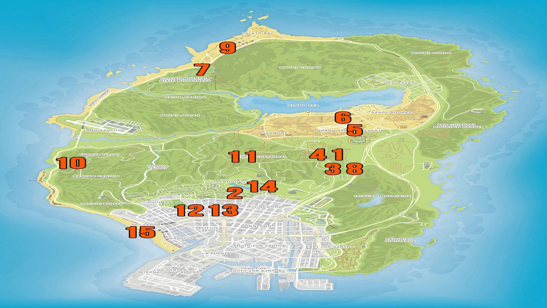 One can also refer to this map for the exact locations (Image via Rockstar Games)