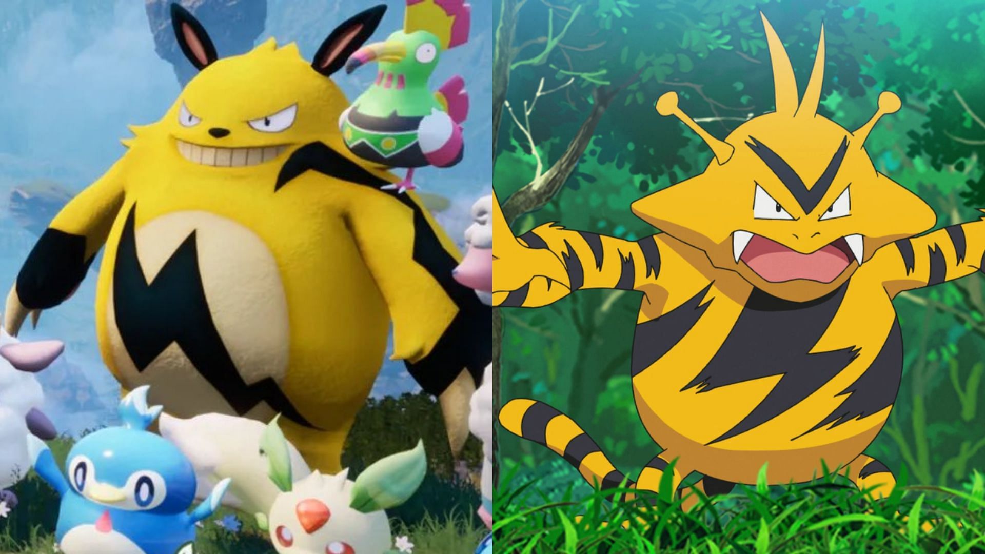 Grizzbolt and Electabuzz seem to share a common design inspiration (Image via Pocketpair/The Pokemon Company)
