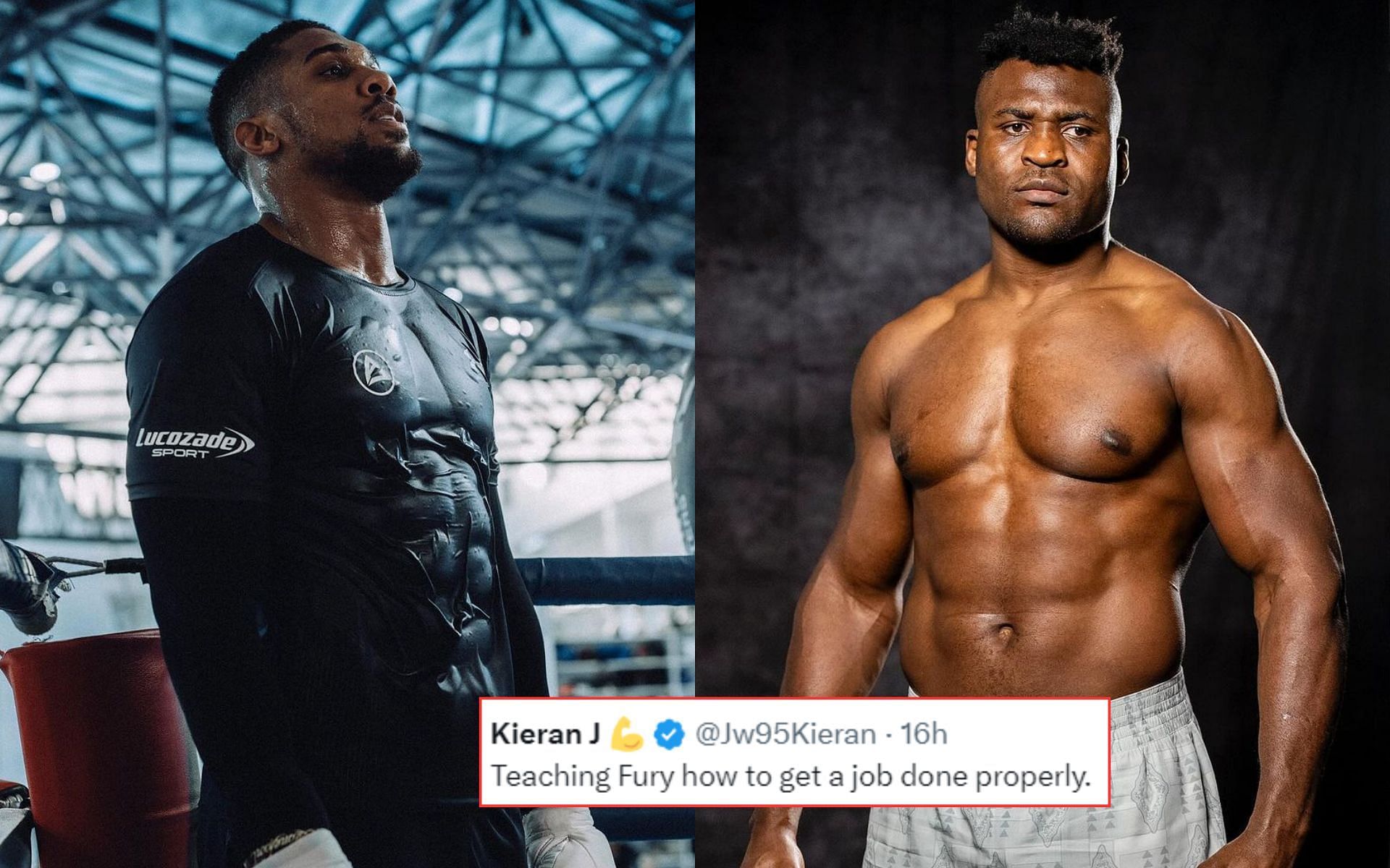 Anthony Joshua (left) reveals date for boxing clash against Francis Ngannou (right) [Images courtesy @anthonyjoshua @francisngannou on Instagram]