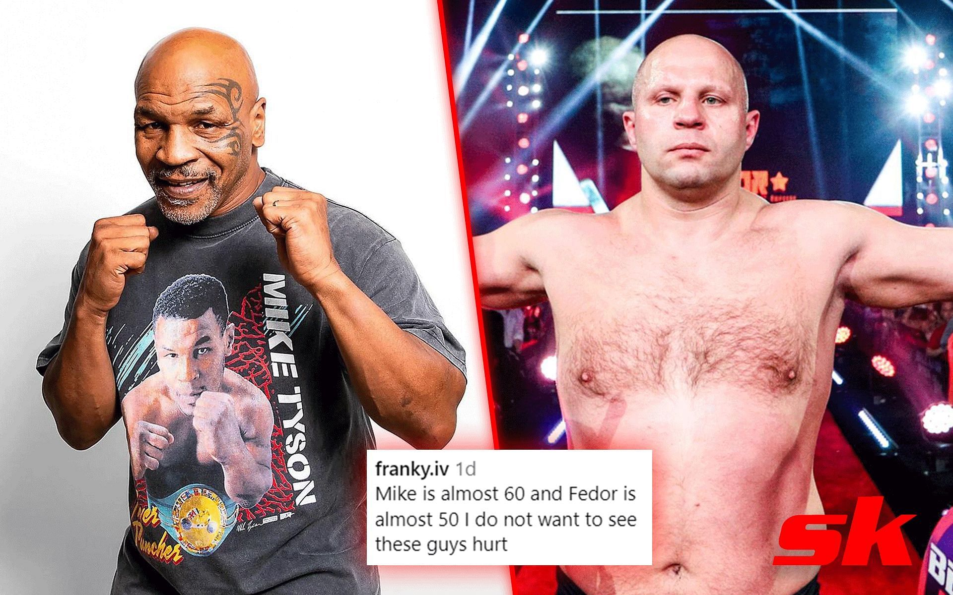 Fans react to potential Mike Tyson (left) vs. Fedor Emelianenko (right) boxing match [Image via: Getty Images] 