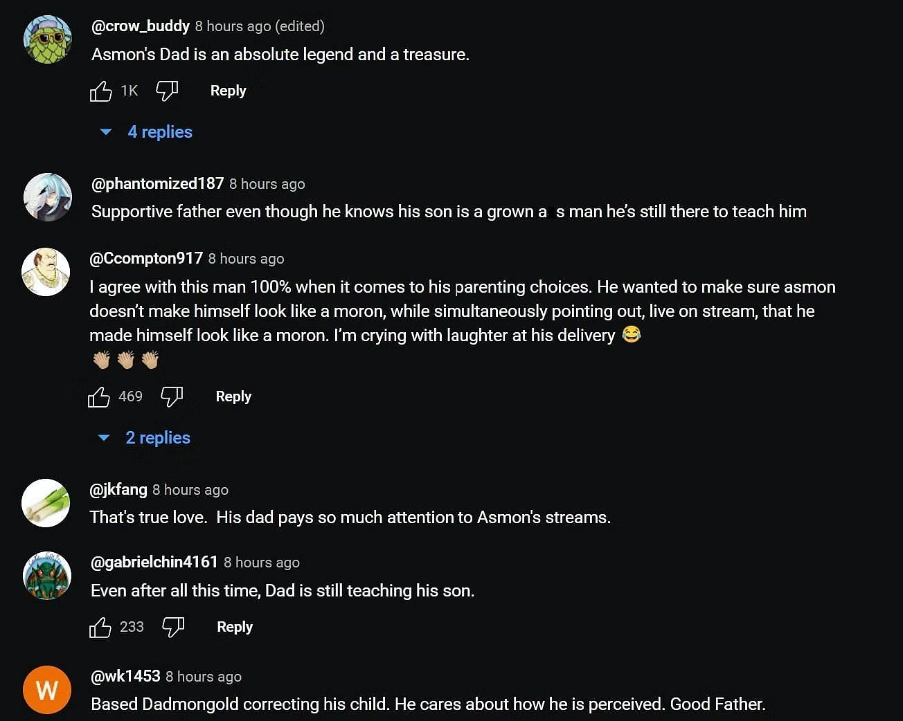 Fans react to the streamer getting rebuked by his father (Image via YouTube)