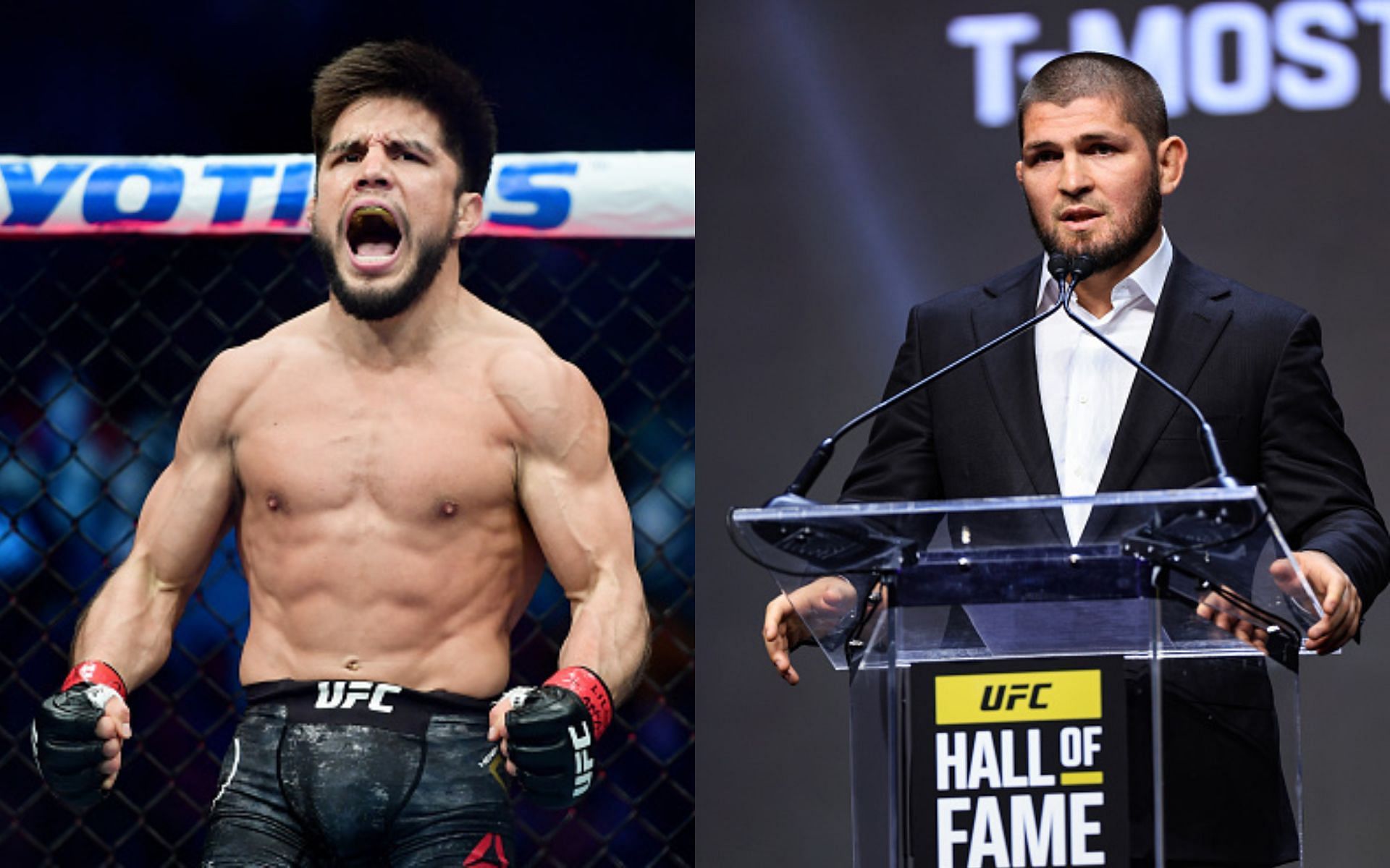 Henry Cejudo (left); Khabib Nurmagomedov (right)