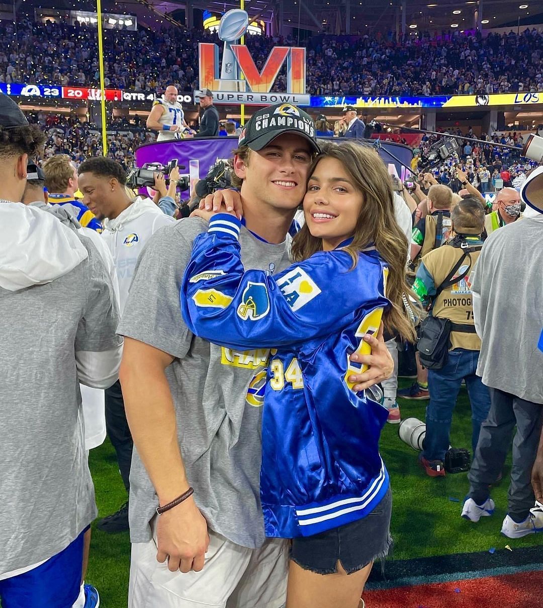 Funk with Hannah Ann Sluss after the Rams Super Bowl win in 2022