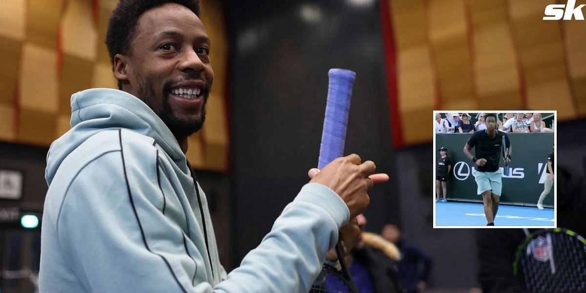 Gael Monfils dances on court at ASB classic