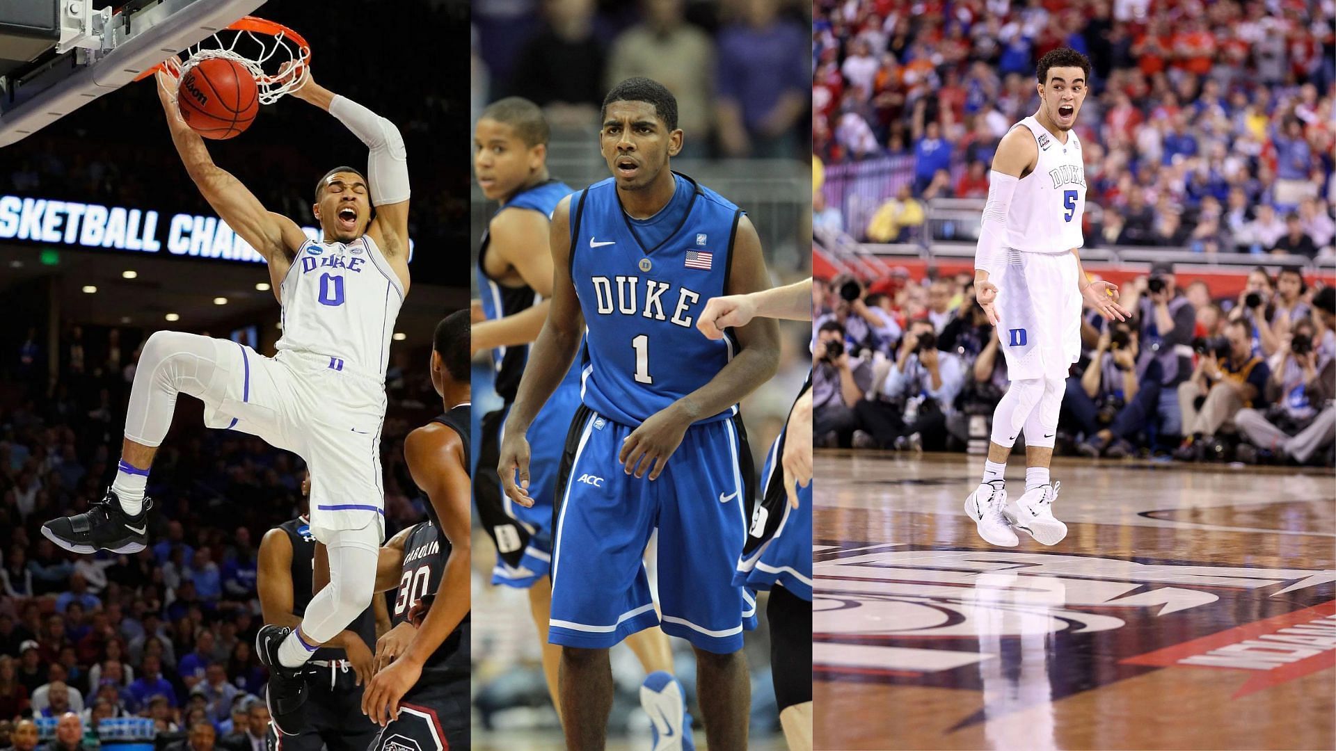 Jayson Tatum, Kyrie Irving and Tyus Jones during their time at Duke