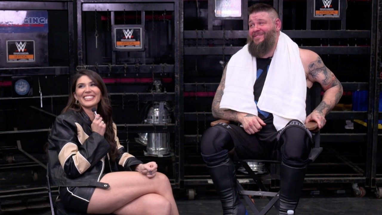 Kevin Owens and Cathy Kelley backstage in WWE