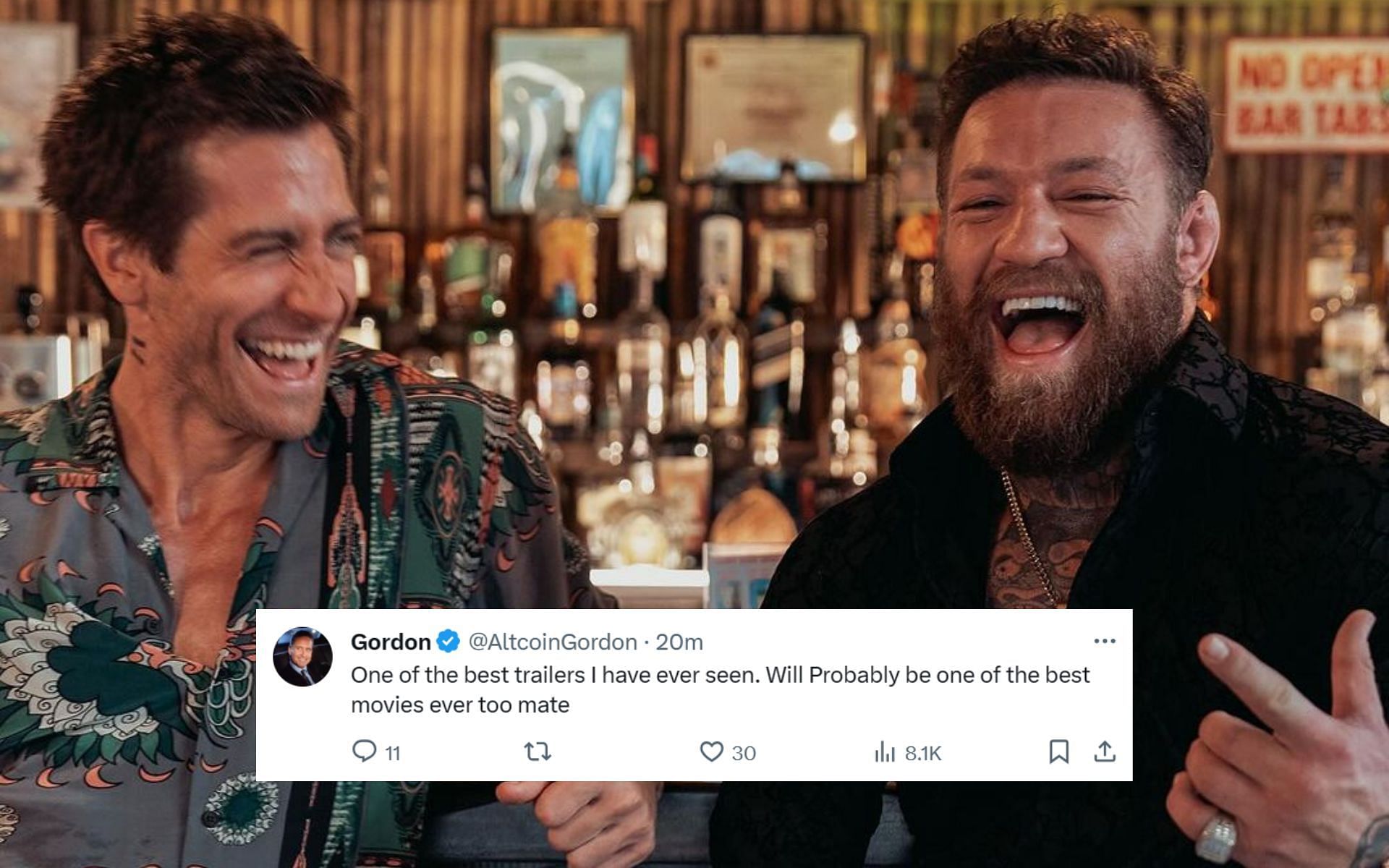 Jake Gyllenhaal (left) with Conor McGregor (right) at a pub [Images courtesy: @thenotoriousmma on Instagram]