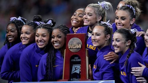 LSU gymnasts at NCAA Championships