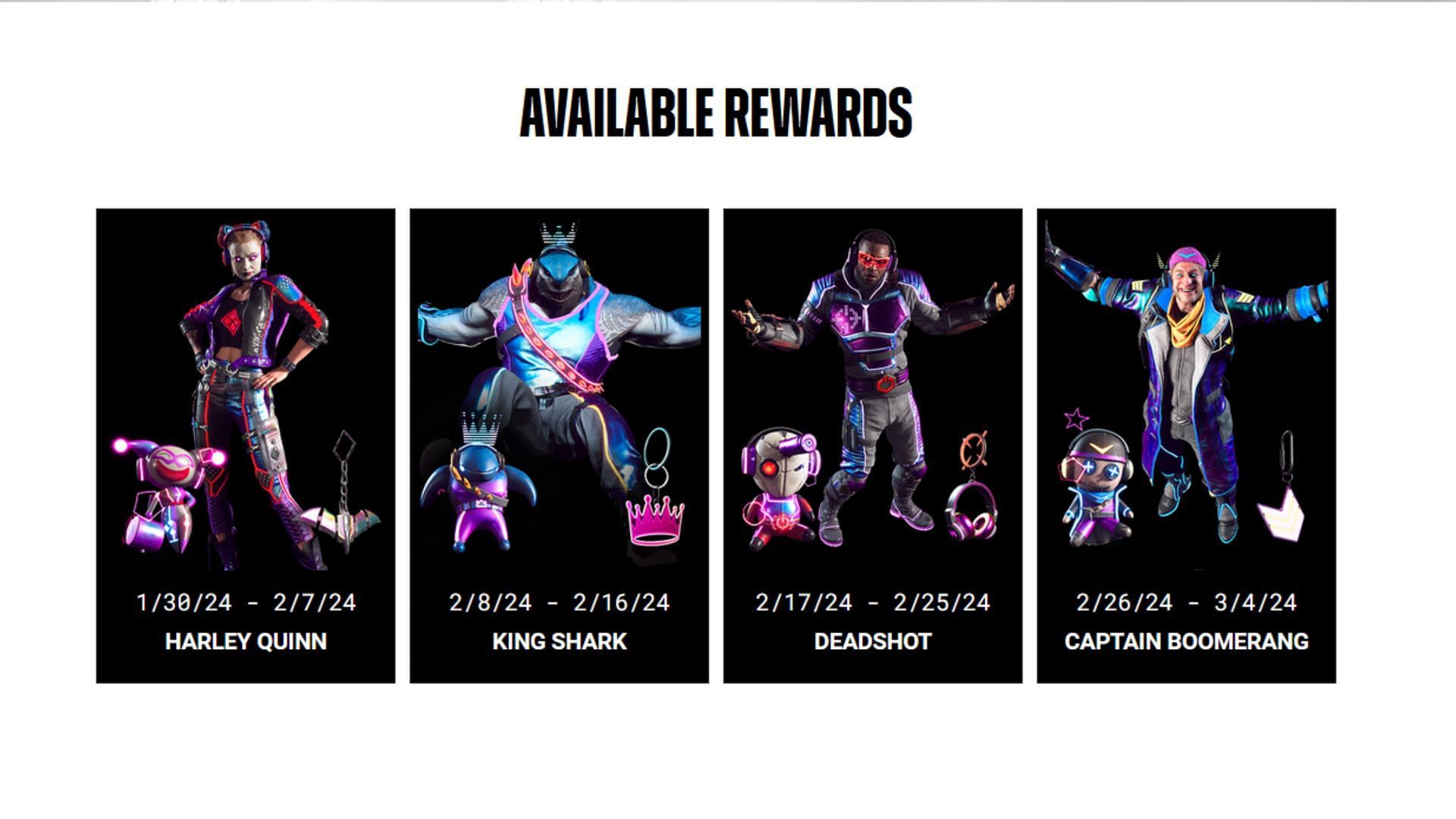 All Suicide Squad Kill the Justice League Twitch drops (Image via Warner Bros. Games)