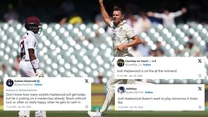 "Scoreboard might need a rest to catch up with his wickets" - Twitter reacts to Hazlewood's stellar spell in 1st AUS vs WI Test