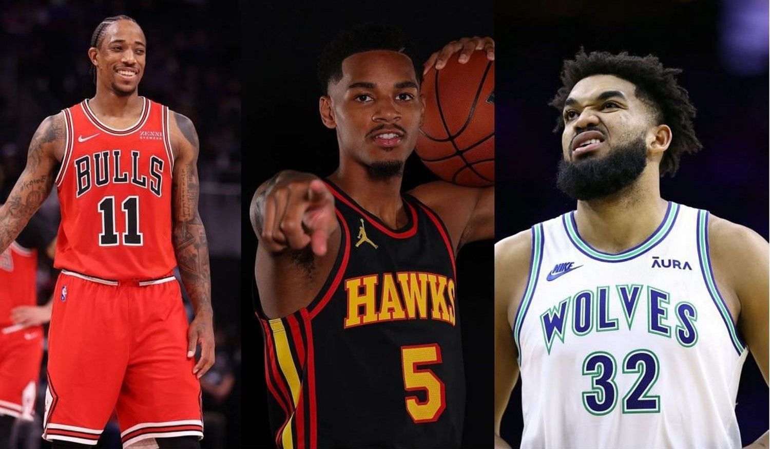 After the OG Anunoby trade, the New York Knicks may go next for (from left) DeMar DeRozan, Dejounte Murray and Karl-Anthony Towns.