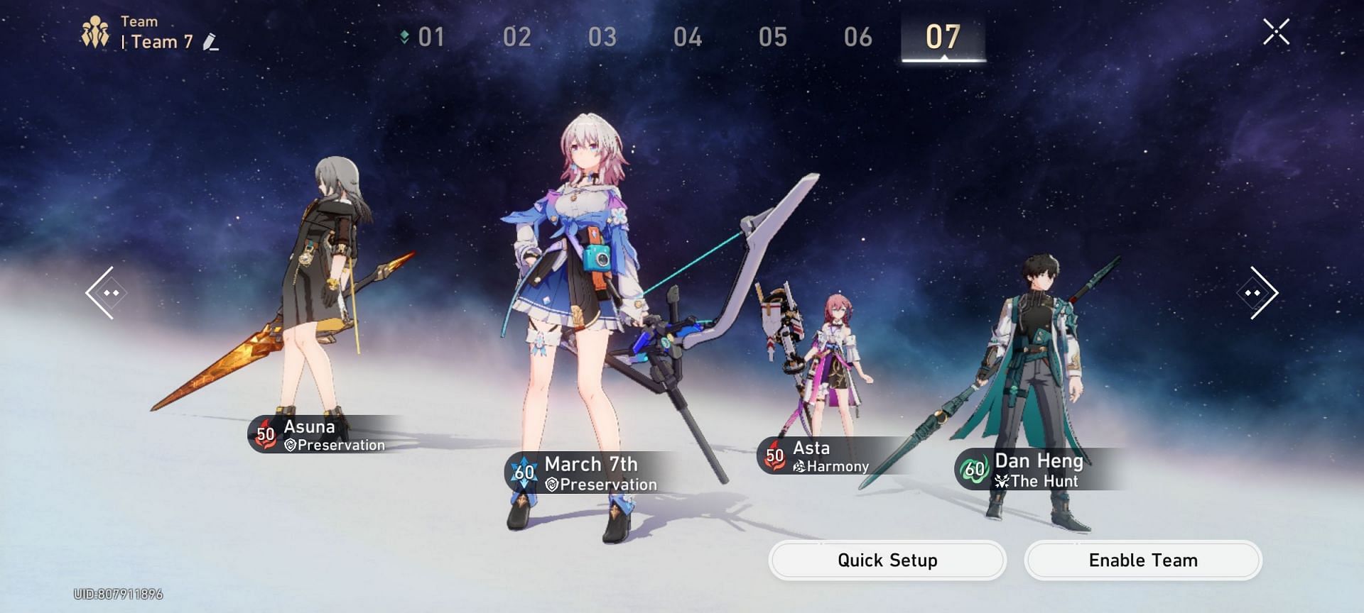 Selecting your units before a fight in Honkai Star Rail (Image via HoYoverse)