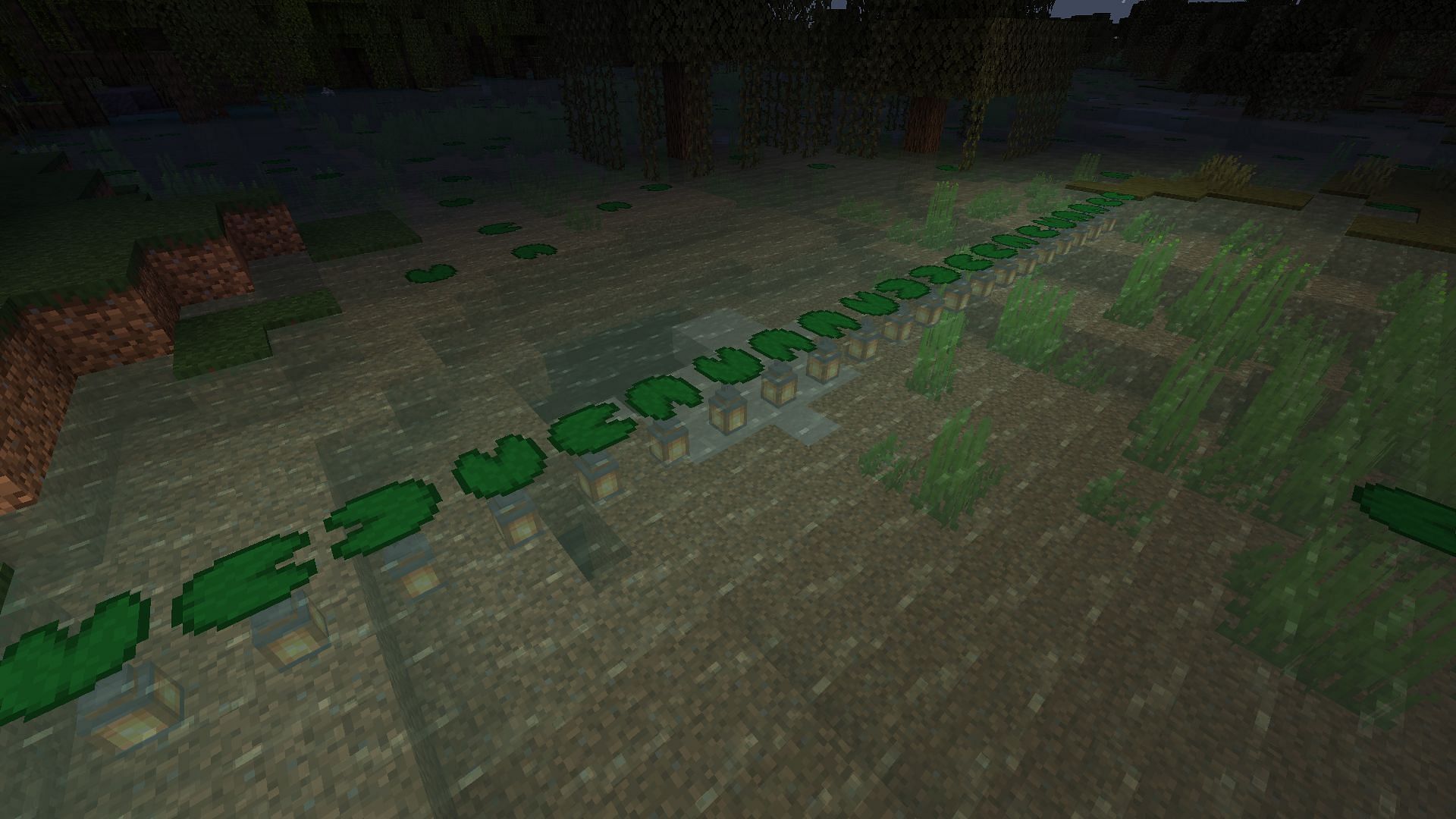 Lily pads in Minecraft can carry lanterns on their undersides! (Image via Mojang)