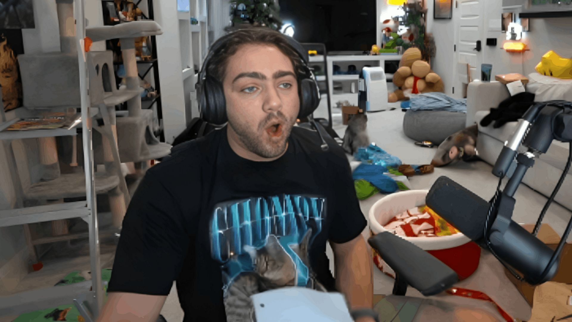 Mizkif finds out his shampoo allegedly causes hair loss. (Image via Mizkif/Twitch)