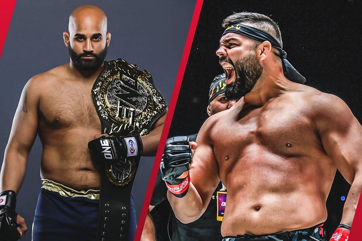 Arjan Bhullar (L) is looking forward to the support of his fellow Indians when he takes on Iranian Amir Aliakbari (R) in March at ONE 166: Qatar. -- Photo by ONE Championship