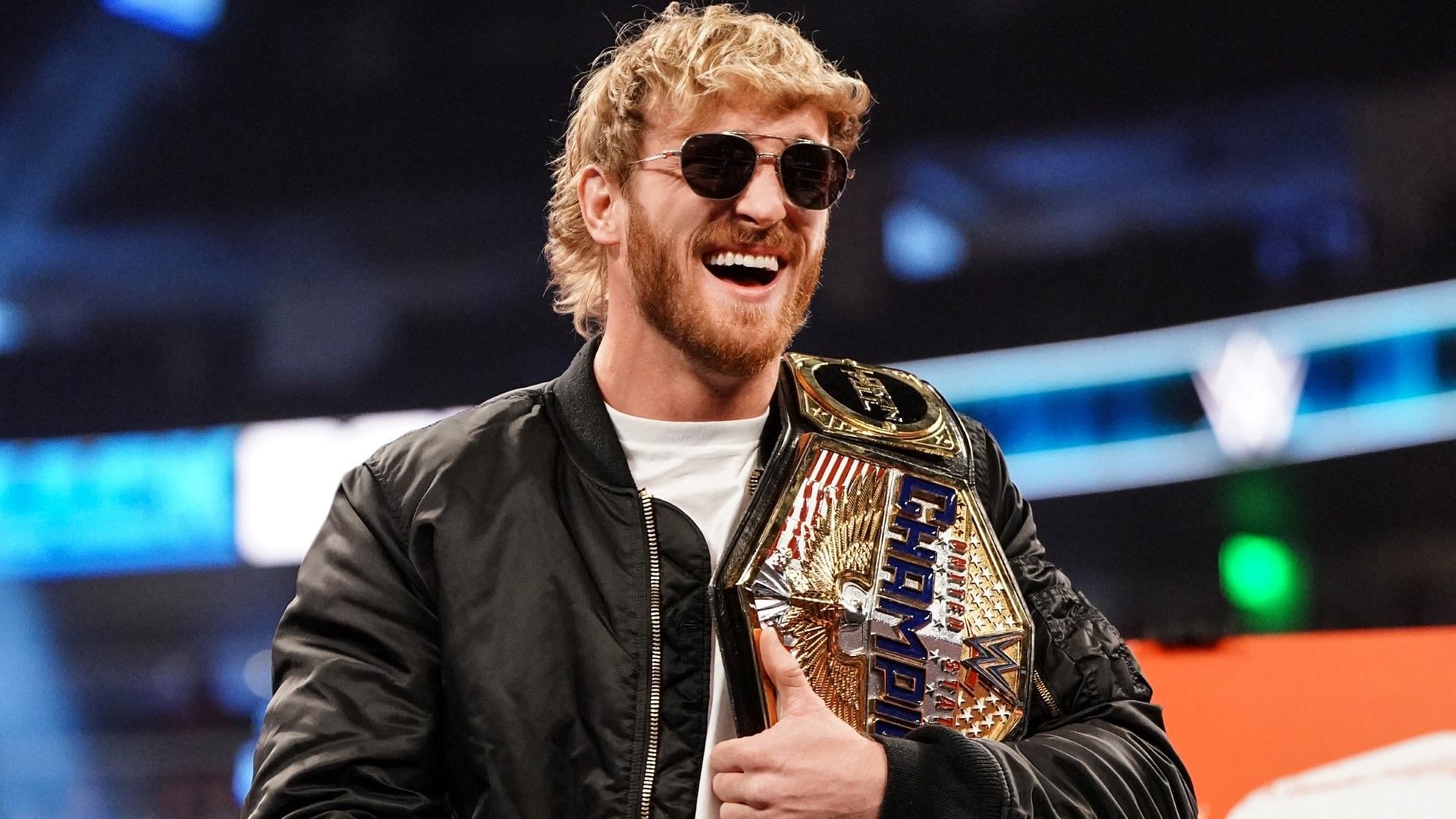 Logan Paul with the WWE United States Championship on SmackDown