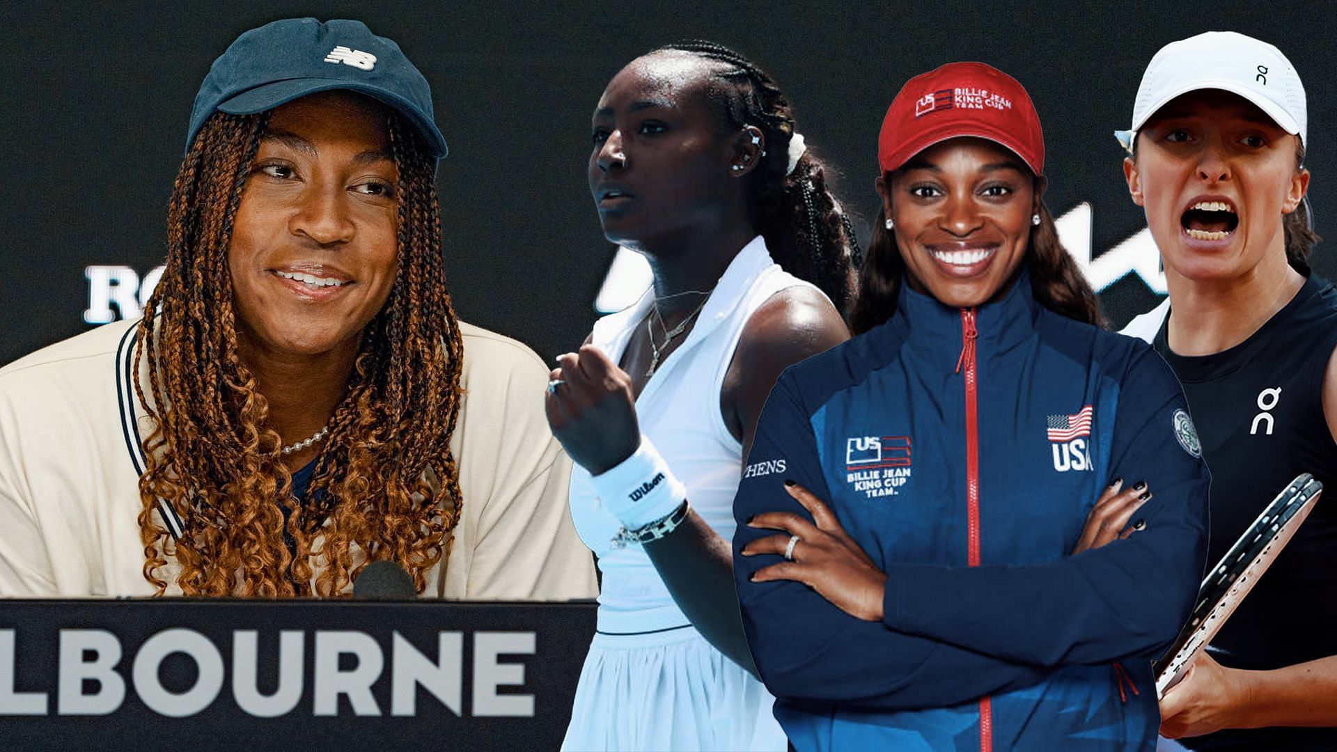 Coco Gauff, Alycia Parks, Sloane Stephens and Iga Swiatek (from left to right)