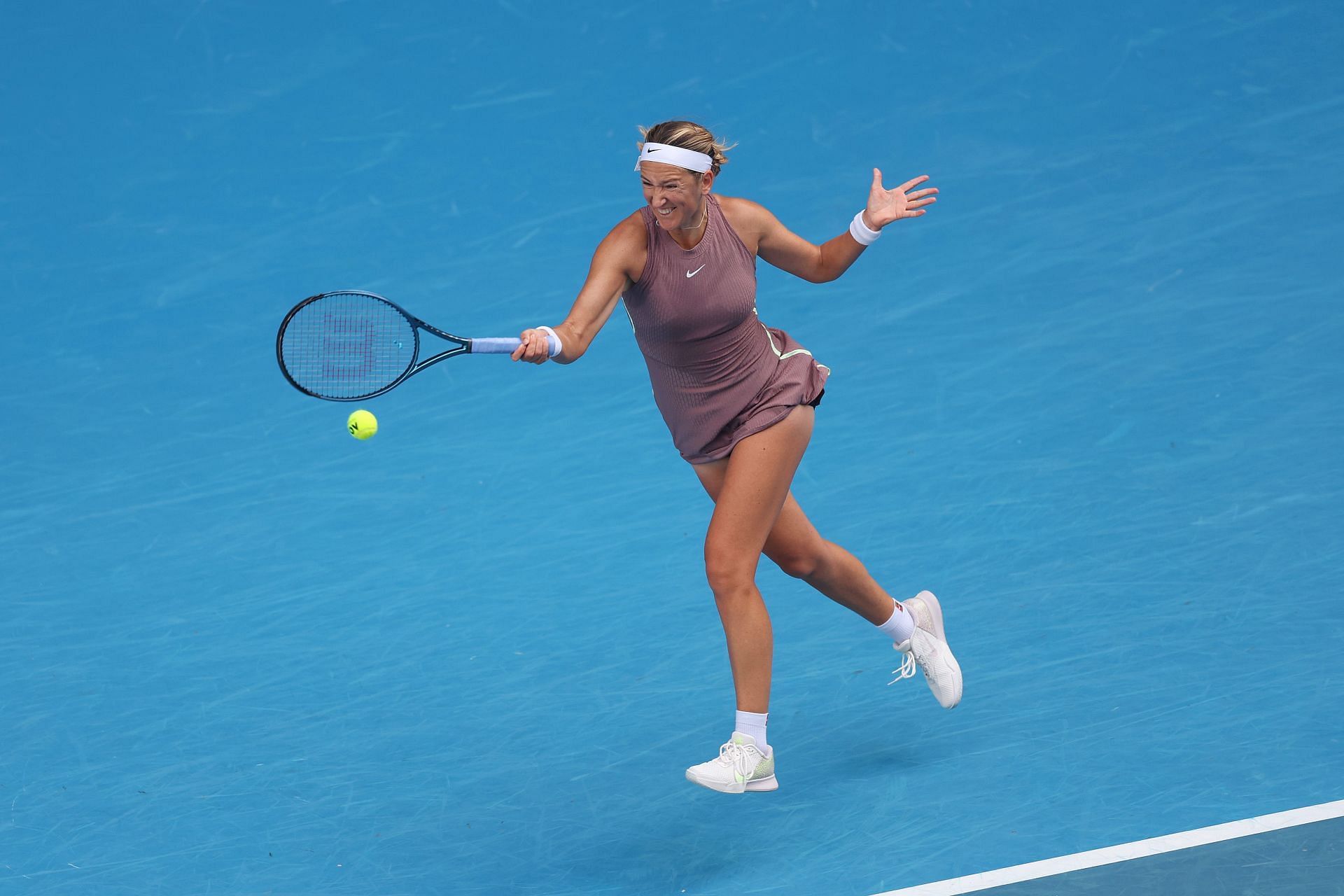 Victoria Azarenka in action at the 2024 Australian Open.