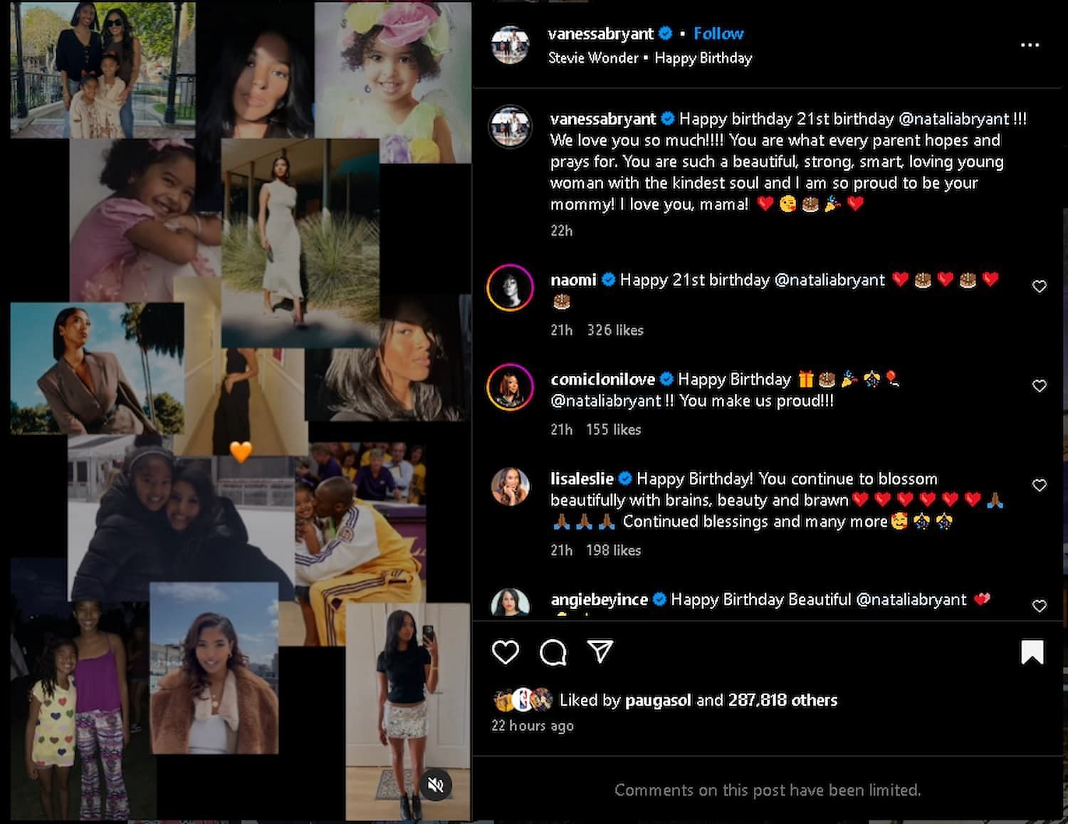 Vanessa Bryant greets Natalia with a beautiful message on her birthday