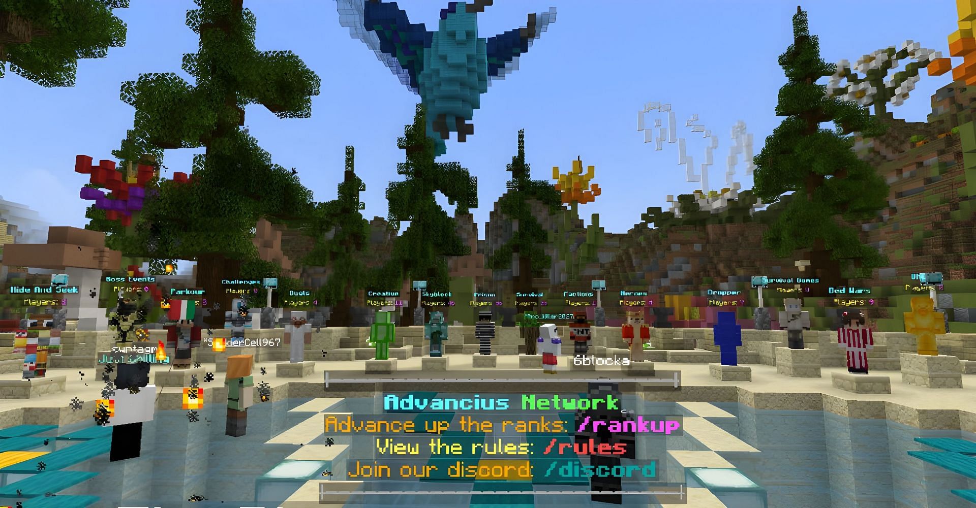 Advancius Network is a popular server with many game modes (Image via Mojang)
