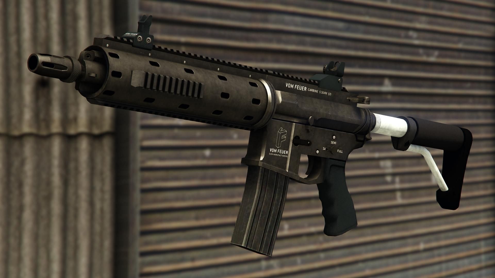 Screenshot of the Carbine Rifle in the game (Image via Rockstar Games)