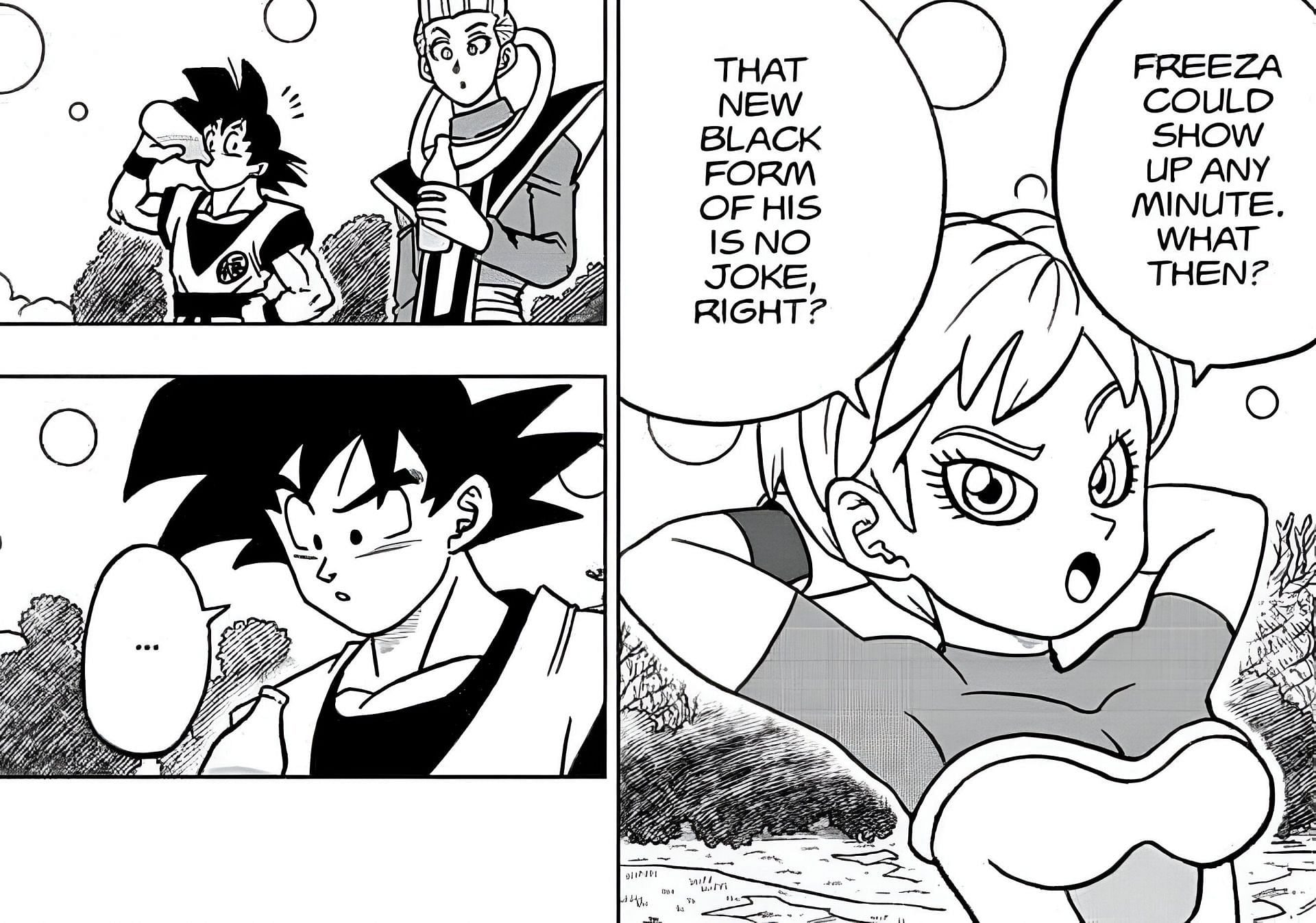 Cheelai reminding Goku and Whis about Black Frieza (Image via Shueisha)
